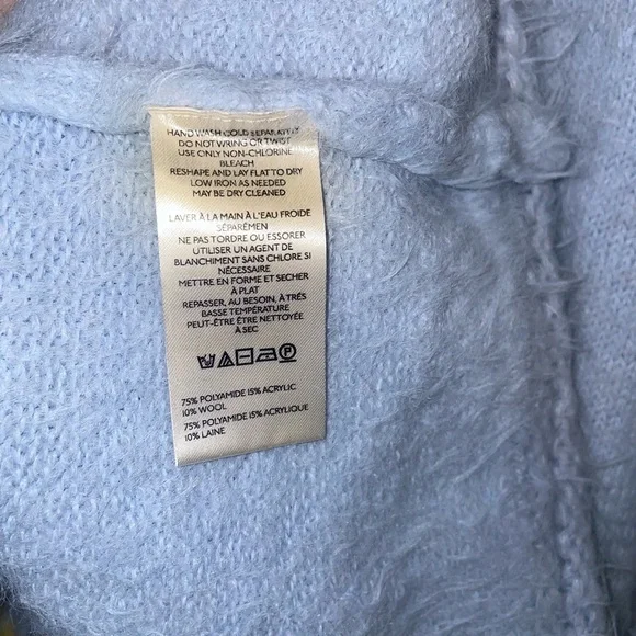 New! Free People Just Peachy Light Blue Lemon Fuzzy Eyelash Sweater 🍋 Medium NWT - Picture 10 of 12